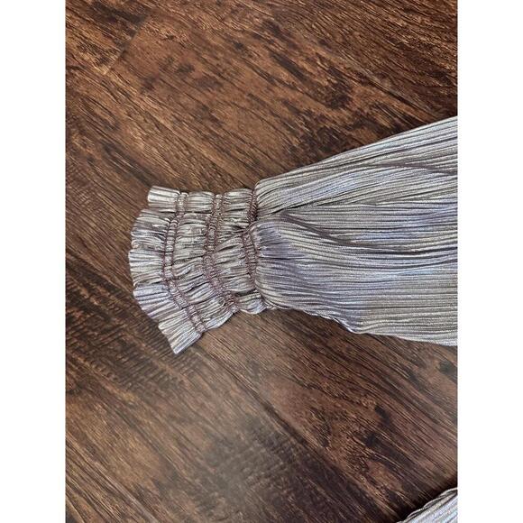 AVA & VIV Womens Long Sleeve Blouse Size 3X Metallic Pleated Ruffle Shimmering - Picture 3 of 6